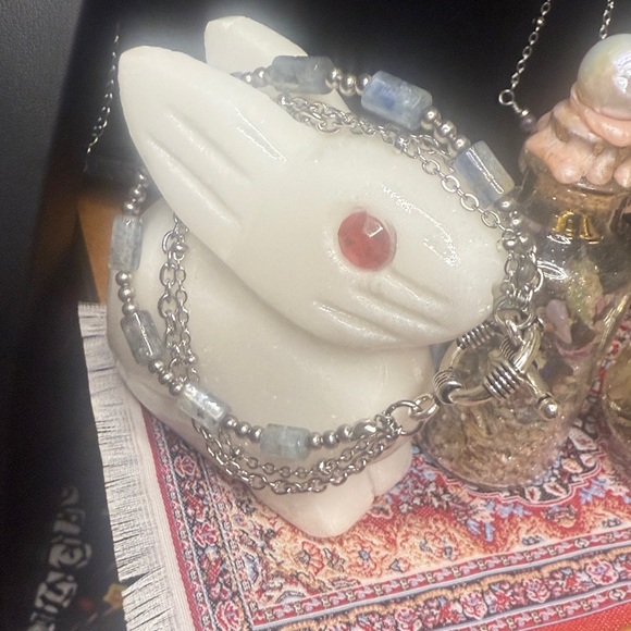 Calm #3 - Kyanite Triple Layered Toggle Bracelet Stainless Steel - Picture 5 of 6